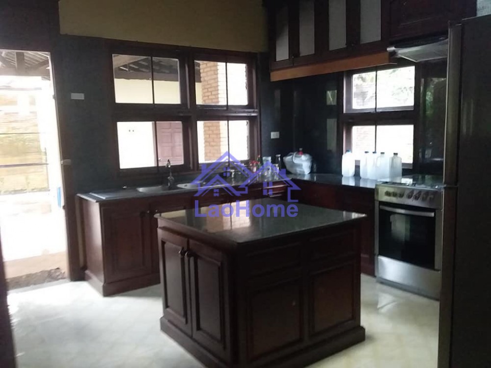 ID: 1203 - House for rent lao style and large garden and swimming pool