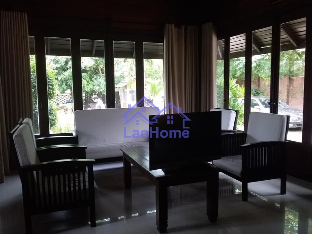 ID: 1203 - House for rent lao style and large garden and swimming pool