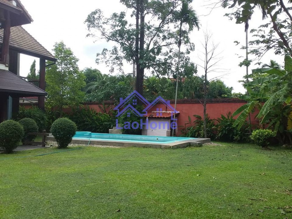 ID: 1203 - House for rent lao style and large garden and swimming pool